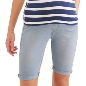 #2287 Times Two Womens Maternity Light Blue Denim Women's Shorts